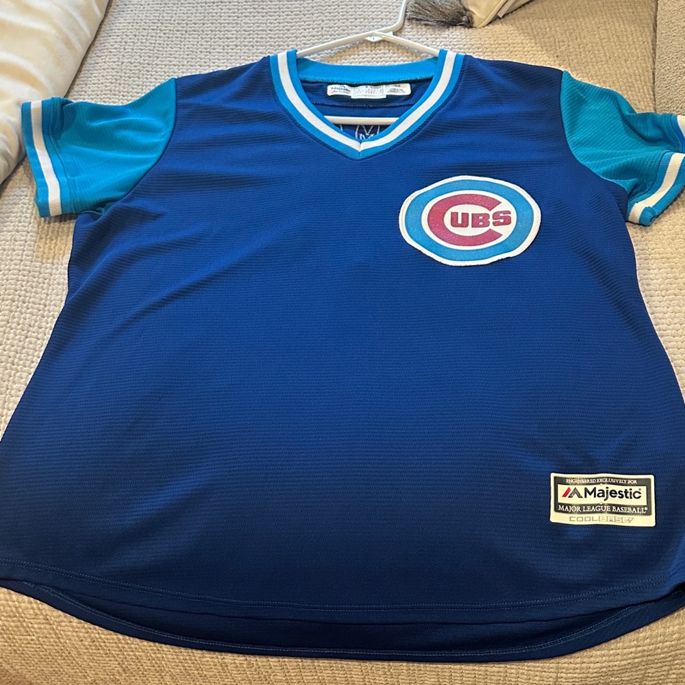 Majestic Blue and Teal Women's Cubs Jersey